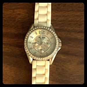 White FOSSIL silicone band watch